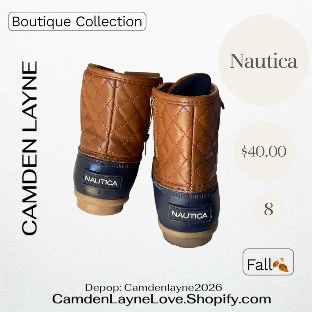 Nautica Tan and Blue Quilted Boots - Picture 4 of 6